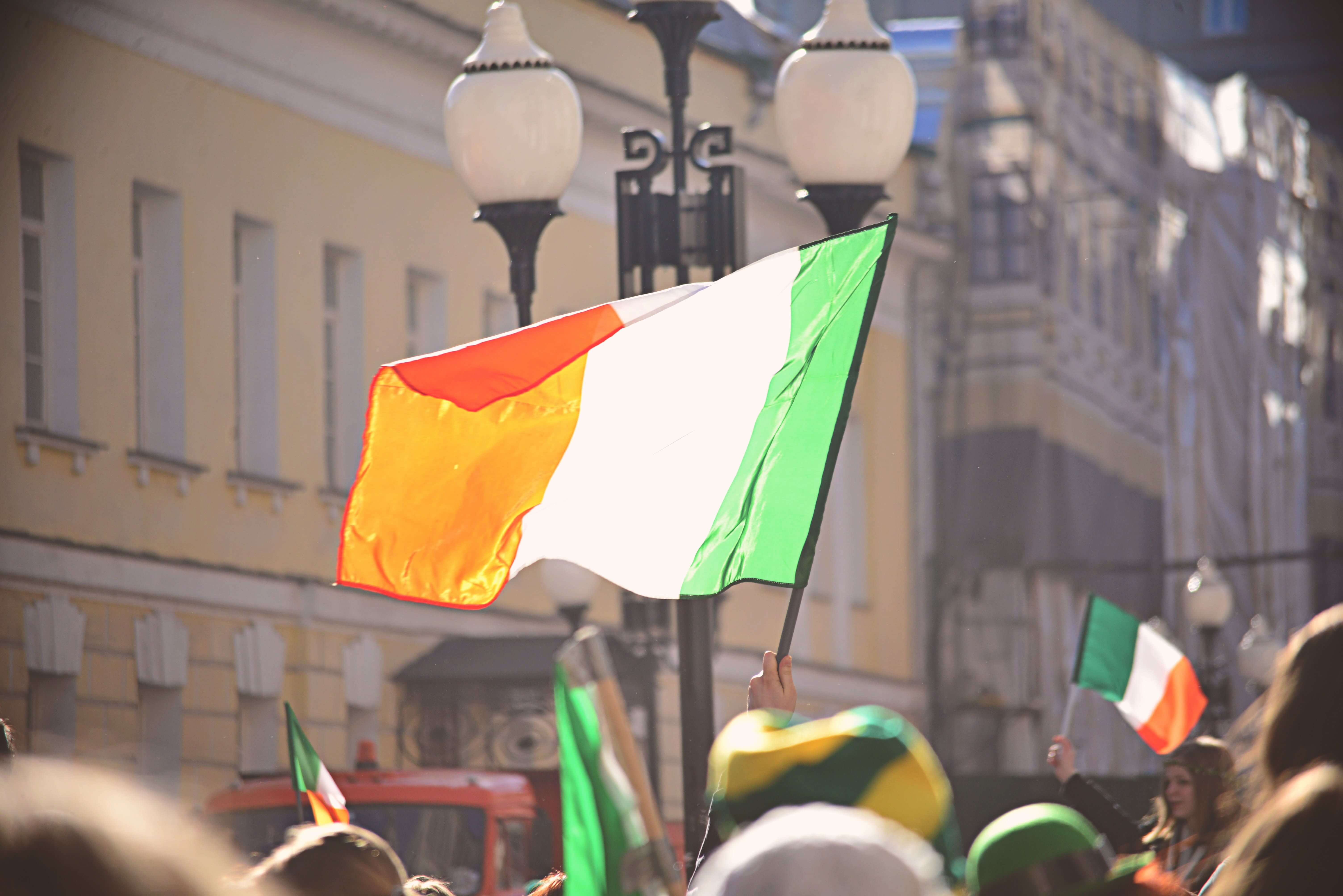 Flag of Ireland in a St. Paddy's parade