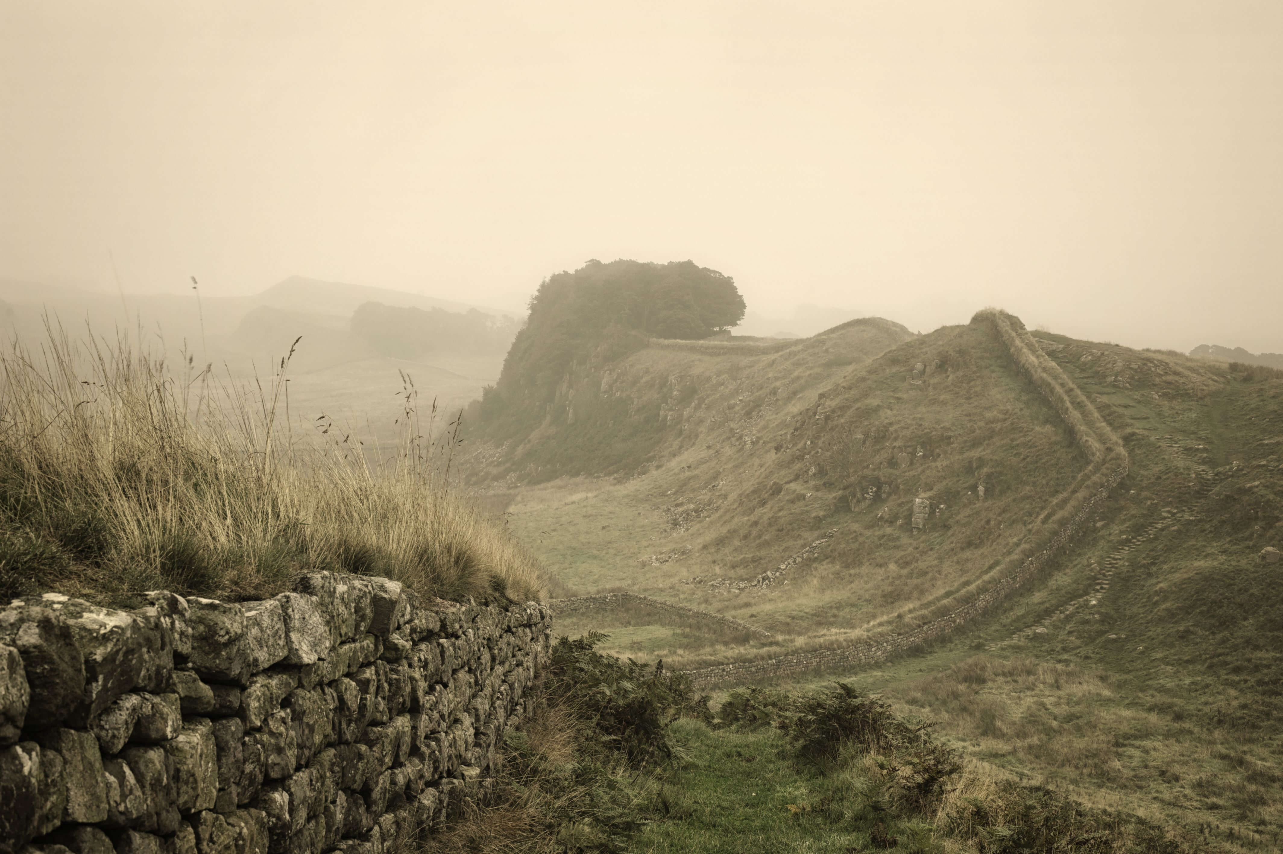 Early morning fog over Hadrian's Wall