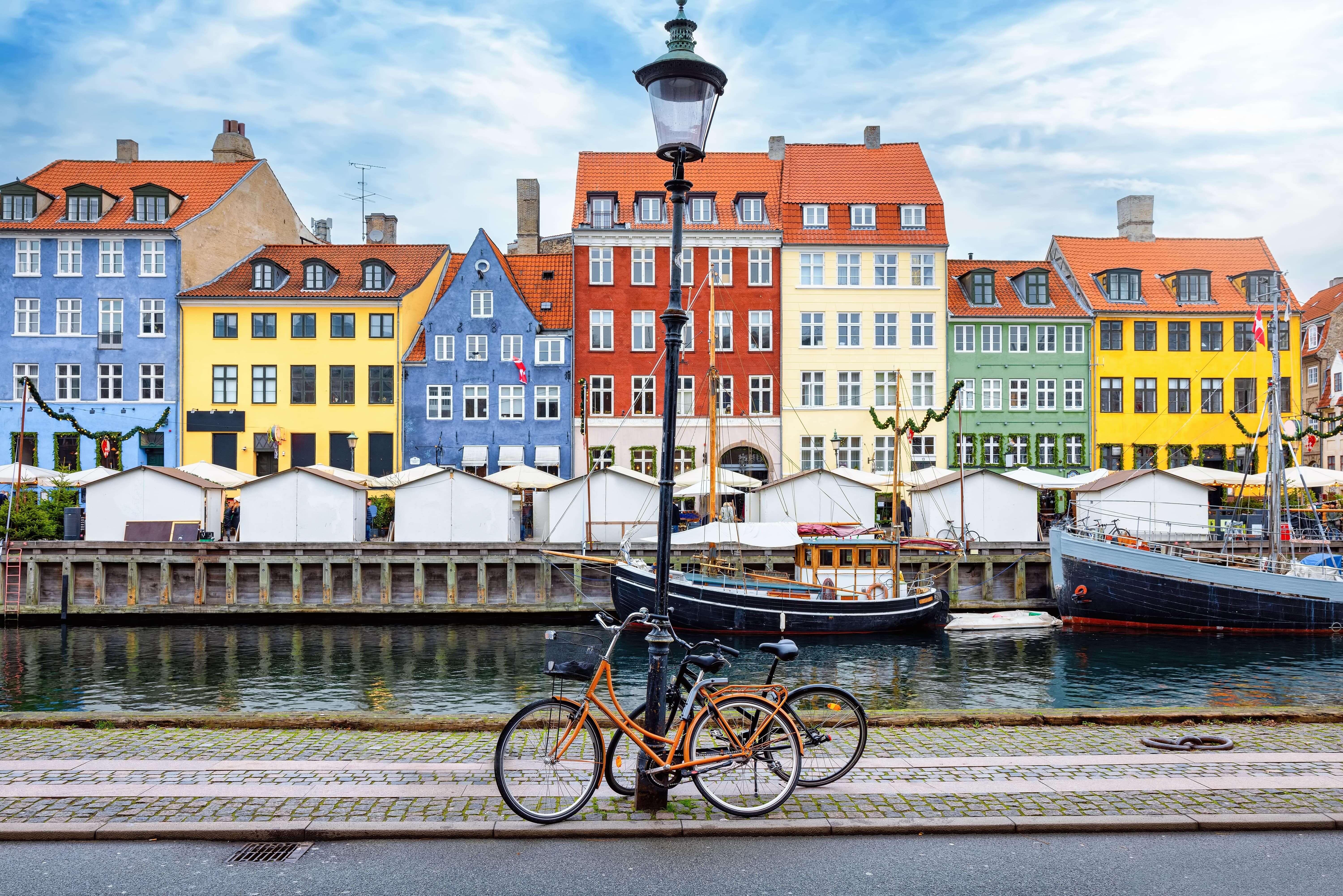 The colourful houses of Nyhavn in Copenhagen in Denmark