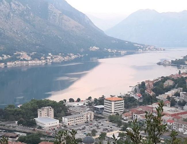 elevated view of the town and bay of Kotor, Montenegro 
