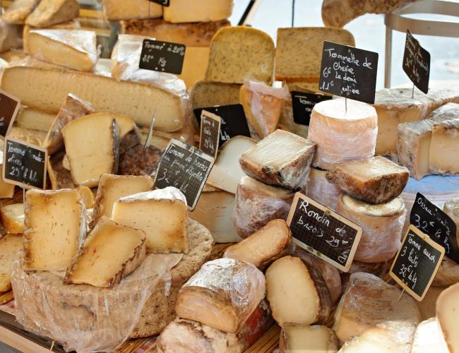 cheese for sale at a market