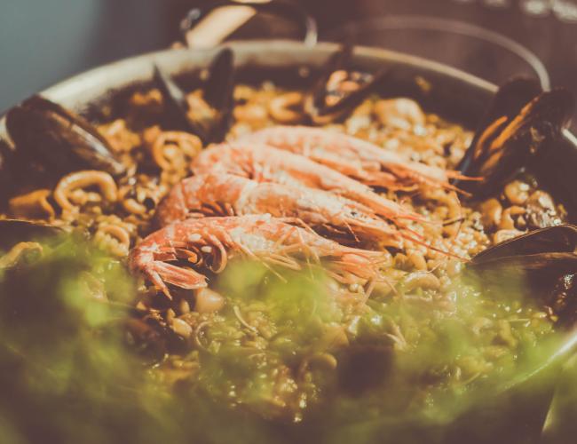 paella plate on a table