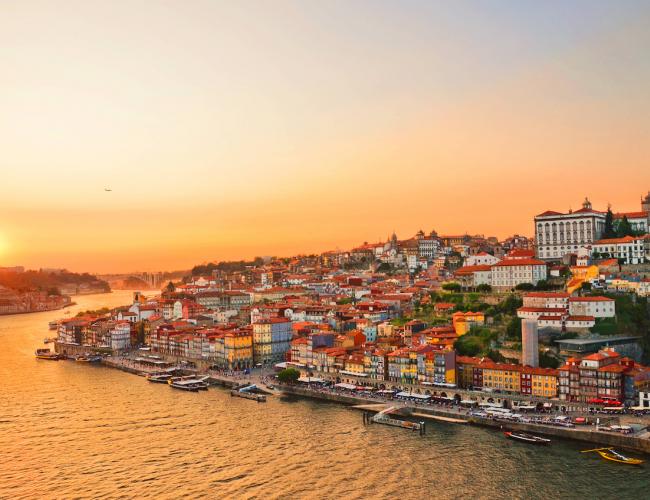 sunset over Porto and the Douro River