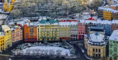 The colourful buildings of the Czech Republic spa town of Karlovy Vary