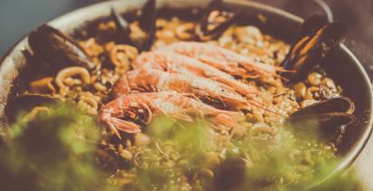 paella plate on a table