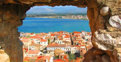 Pretty scene of town and sea in Italy