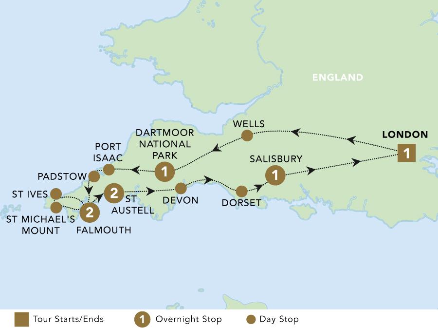Corners of Cornwall tour map 2025