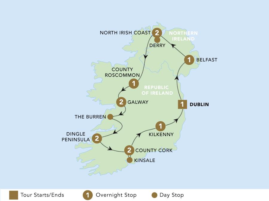The Emerald Isle tour map 2025.