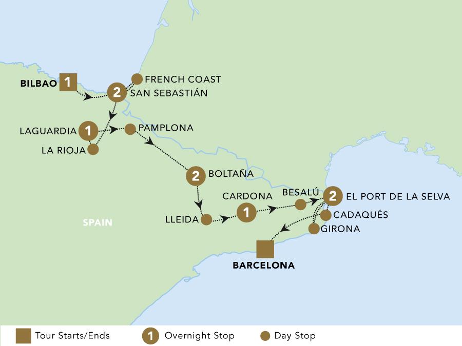 Highlights of Northern Spain map 2025