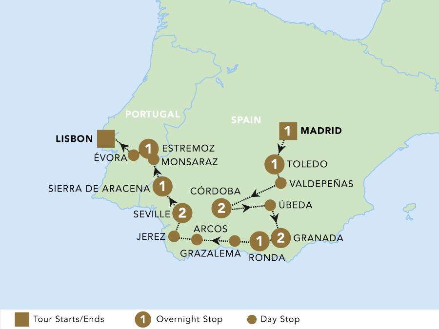 Iberian Inspiration tour map 2025
