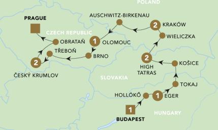 Explore Eastern Europe tour map 2025.