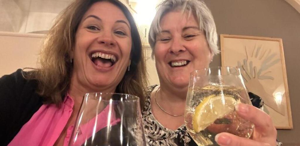 Ladies enjoying wine