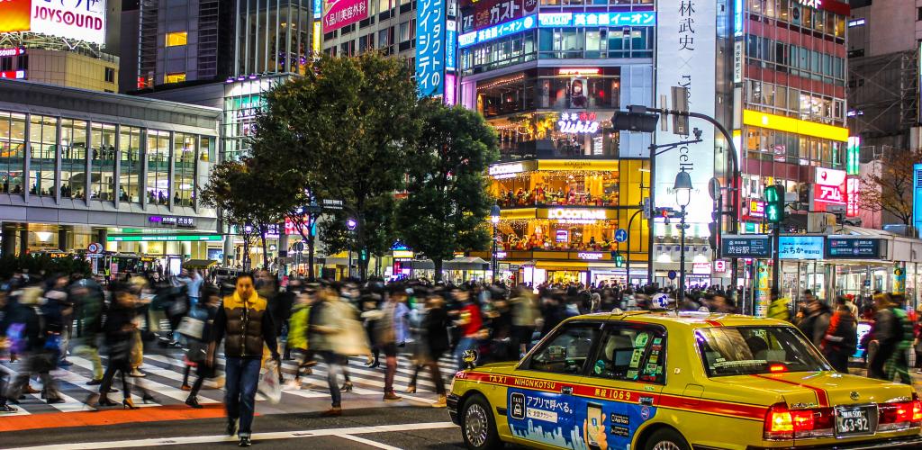 busy street crossing Tokyo