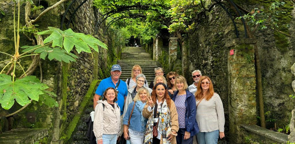 Group posing outdoors at Isola Madre on Lake Maggiore
