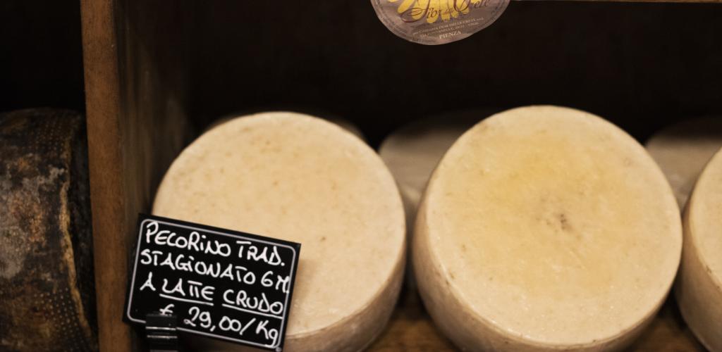 Cheese on shelf in a shop