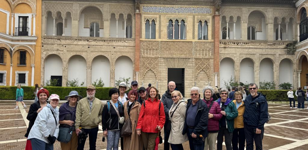 Group posing at Royal Alcazar of Seville
