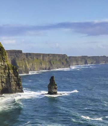 A coastal view of Ireland's Cliffs of Moher.