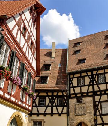 Picturesque medieval housing in Bamburg Germany.