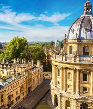 A view of the Oxford University Campus from a balcony.